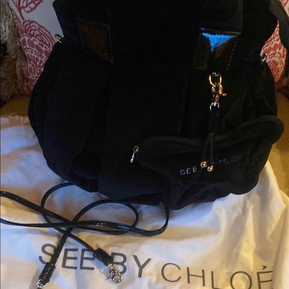 See By Chloe Black Two-Way Bag with Gold Hardware
